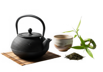 A japanese tea ceremony pot isolated on transparent background
