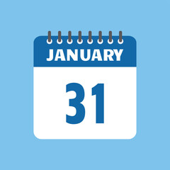 january 31 calendar icon Vector page month design