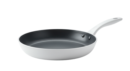 Gray and white nonstick frying pan for cooking.