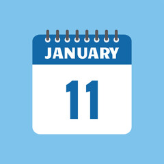 january 11 calendar icon Vector page month design