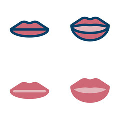シンプルな唇のアイコンイラストセット