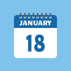 january 18 calendar icon Vector page month design
