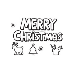 A whimsical Merry Christmas typography vector on a white background.