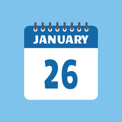 january 26 calendar icon Vector page month design