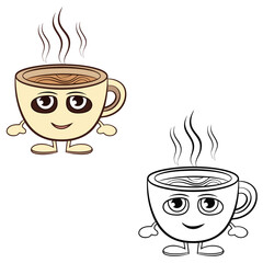 Minimalist Coffee Cup Outline Vector Icon &ndash; Hot Tea and Coffee Mug Line Art for Cafe, Restaurant, and Breakfast Designs