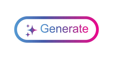 Generate AI button. Artificial intelligence icon. Machine learning generator. Generate text and image press button. Magic stars sign. 