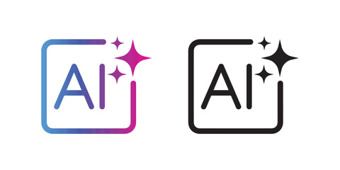 AI icon for artificial intelligence chat button and generate app. 