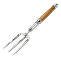 Obraz premium A heavy-duty pitchfork with polished steel tines, isolated on a white background