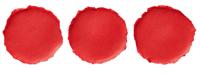 Three vibrant, rounded, crimson shapes