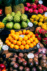 exotic fruits and a lively atmosphere at a vibrant tropical fruit market