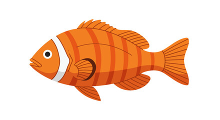 Whimsical cartoon clownfish with vibrant orange stripes and white bands swimming in the ocean