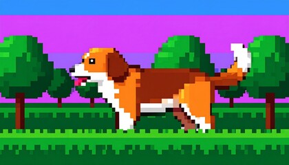 Pixelated dog in park