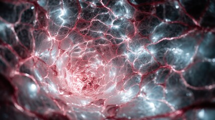AI as abstract energy pulses, glowing neural storm