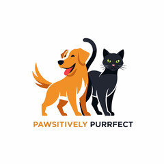 Cute cartoon cat and dog vector illustration icon