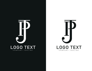 Business logo with monogram sign p j