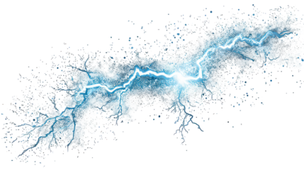 Abstract Blue Lightning Bolt Splash on Transparent Background