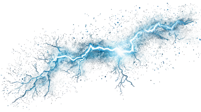 Abstract Blue Lightning Bolt Splash on Transparent Background