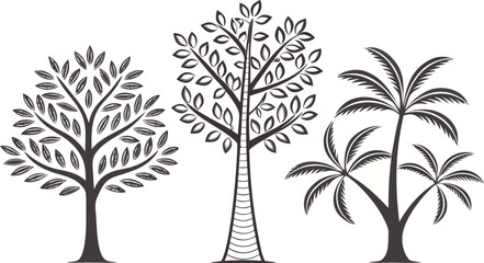 Adobe Illustrator with three illustrated trees,