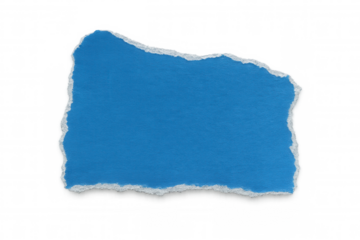 Ripped piece of blue paper with transparent background, ideal for adding a textured and layered effect to designs