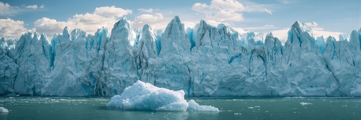 Close up detail of melting ice and forming glacial lakes on a Himalayan glacier in Kashmir