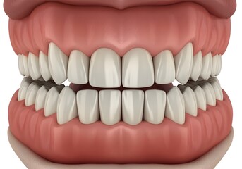 Obraz premium A close up view of a set of false teeth showing the gums and the upper and lower teeth rows