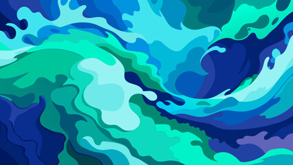 Vector art of abstract ocean wave background with dynamic motion and vibrant colors creating a visually stunning and artistic design for various creative projects
