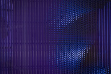 Abstract digital art with deep purple and blue hues, a grid pattern, and a sense of depth