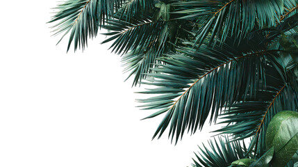 Dark Teal Pine Branch on Black Background