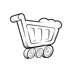 Shopping Cart Outline Vector Icon &ndash; Minimal E-commerce Silhouette Line Art for Retail, Store, and Online Shop Design