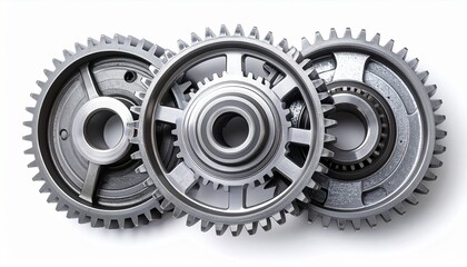 Three interlocking metal gears