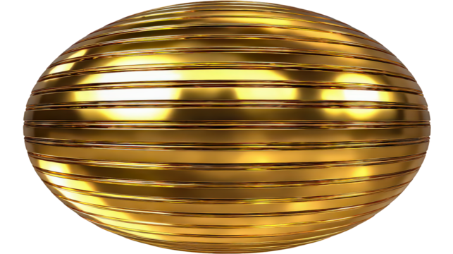 Gold Metallic Sphere with Horizontal Stripes