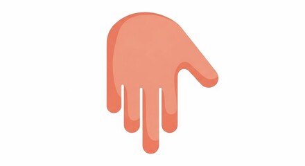 Obraz premium Simple cartoon human hand gesture reaching down isolated on a white background.