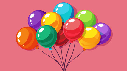 Vector art of bunch of colorful balloons floating on pink background for party decoration