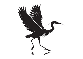 heron logo silhouette vector, stork silhouette vector illustration, heron on water black silhouette logo, heron bird logo silhouette vector on white background.