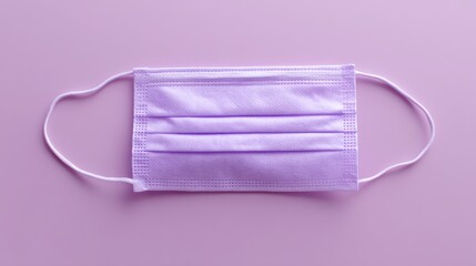 Lilac face mask on a matching background, ready for use and promoting safety.