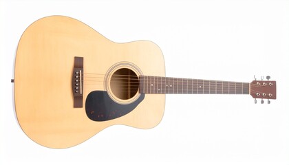 Natural acoustic guitar on white background