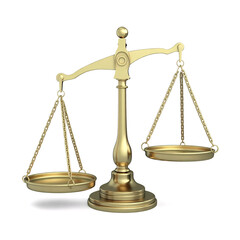 Elegant golden justice scales represent balance, fairness, and legal decisions in a professional setting.