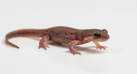 Obraz premium 小さな山椒魚 白い背景 穏やか光彩 詳細描写. AI Generated