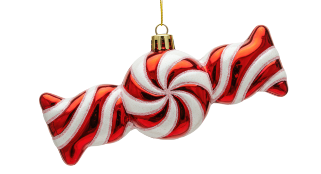 Red and White Striped Candy Cane Christmas Ornament 1.