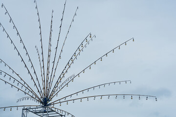 light bulb, Lamp festival electronic hanging decoration with blue sky background.