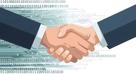 Digital Business Handshake: Technology Partnership and Data Integration Concept