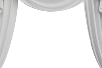 White stage curtains, isolated transparent