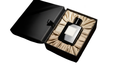 Luxurious perfume bottle presented in black box