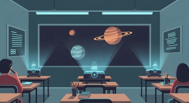Holographic Planet Projections in Futuristic Classroom for Interactive Astronomy Education