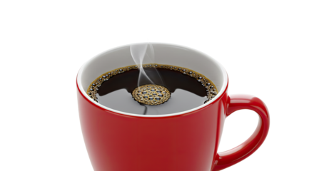 Red Mug of Coffee with Dissolving Sweetener 1.