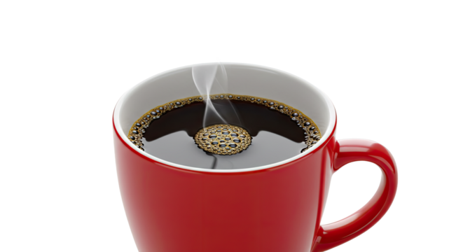 Red Mug of Coffee with Dissolving Sweetener 1.