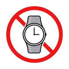 No Watch Sign on White Background