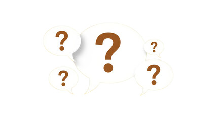 Pondering speech bubbles question marks afloat