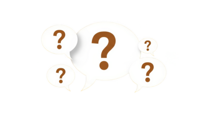 Pondering speech bubbles question marks afloat