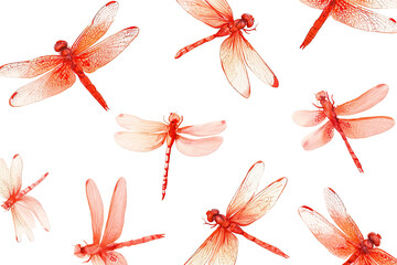 Red dragonfly pattern on black background